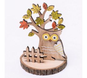 Drev strom+sova 9x9x11,2cm