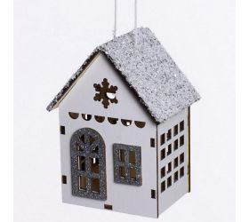 Drevený domček biely 7,5x6x10cm