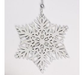 Záves vločka drevo biela 26 × 14,5 × 0,5 cm