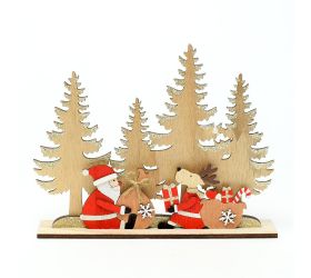 Stromy santa jeleň drevo natur/červ 22x4x17,5cm
