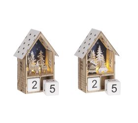 Domček advent s kockami  bat led mix farba