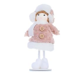 Dievča stojace baranica ruž/bie textil 16cm