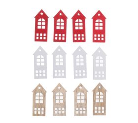 Drevený domček mix bie/čer/nat s/12 4.5*0.3*2.1cm