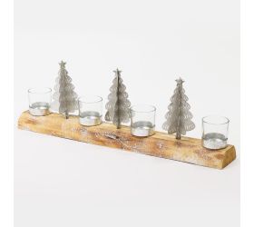 Svietnik advent stromčeky striebro 48x16,5x7,7cm super cena