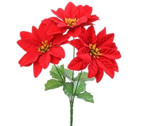 Kytica poinsettia červená x3 32cm