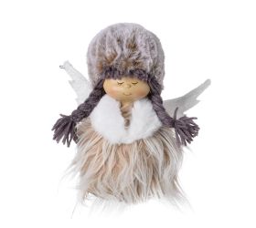 Dievča krídla, pelerína, čiapka bie/béž/siv textil 18*11*20cm