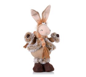 Somárik v kabátiku béž/hne/siv textil 15*9*26cm