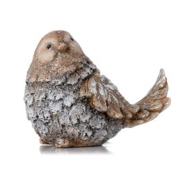 Vtáčik hne/béž/str/bie gliter poly 12,5 × 7,5 × 9,3 cm