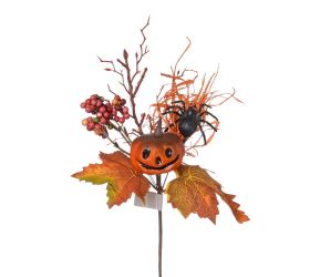 Konárik tekvica, pavúk, bobuľky, listy, or/čie/čer 30cm