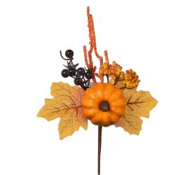 Konárik tekvica, bobuľky, zeleň, or/ žl/ hne 25cm