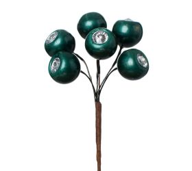 Zápich bobule s kamienkom zelené x6 15cm