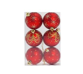 Gule plast. červené ornament mix s/6 10cm