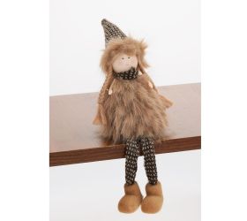 Dievča sediace hne/béž textil 26cm