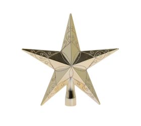 Špic hviezda bl.zlatá lesk/ornament plast 20cm