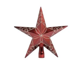 Špic hviezda červ. lesk/ornament plast 20cm