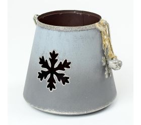 Lampáš výrez vločka kov šedý 11x12x12cm