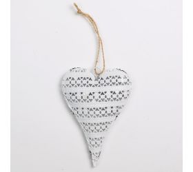 Záves srdce kov 8,5x12,5cm biele