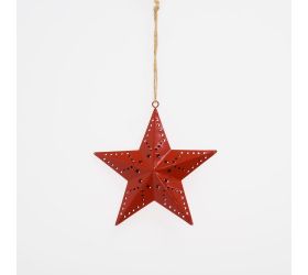 Záves hviezda červená kov 12*2,5*22cm