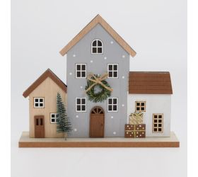 Domčeky bie/nat/siv drevo led 24*9*19,5cm