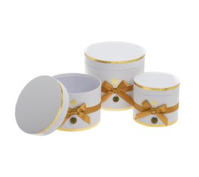 Darčeková krabička mašľa s/3 14x12,6-20x17,5cm biela