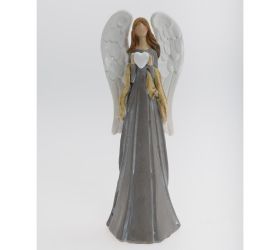 Anjel so srdcom siv/bie/béž poly 8*7*21cm