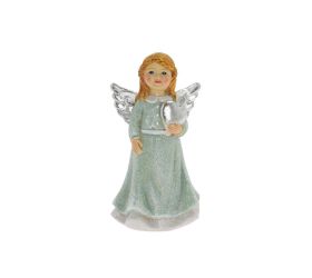 Anjel so srdcom ment/strieborný poly 5,5*5*11cm