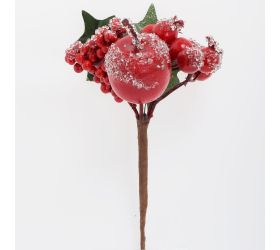 Zápich čer. jablko, bobule, šípky, ilex, ľad 16cm