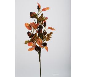 Konár žaluď, lístie, zel/or 46cm