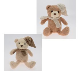 Medveď čiapka,šál textil mix/f 30cm