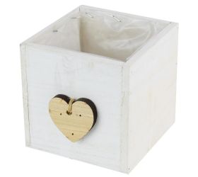Obal drevo srdce biela 12x12 cm