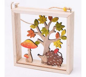 Drevená vitrína jeseň záves 15,7x15,7x3,5cm