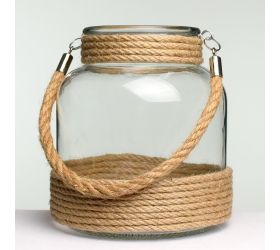 Nádoba sklo+juta 15x15x16cm