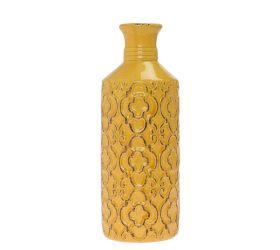 Váza ornament žltá keramika 11.5*11.5*31cm