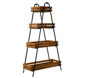 Regál hnedý 4-podlažia drevo/kov 71*33,5*130,5cm