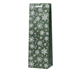 Taška papierová coloful snowflakes fľaša 12 × 37 × 10