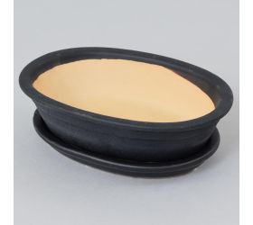 16.036.19 kvetináč+miska bonsai ovál antracit 19cm /v.5cm/