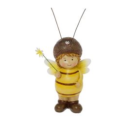 Chlapec včela s kvetom polyrez 8,8x5x19cm žltý