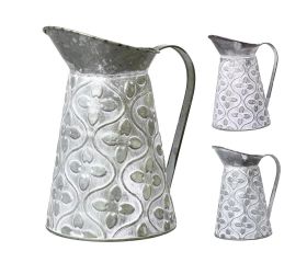 Váza džbán malý kov mix 3f zelený ornament v:22x12,5cm super cena