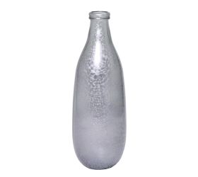 Váza fľaša z recyklovaného skla d. sivá matná - v40xh15cm