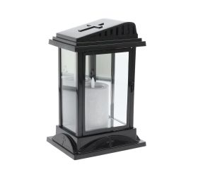 Lucerna kríž +led sviečka čierna 43/23/nwh