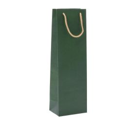Taška papier fľaša kraft svetlozelená 12 × 39+9