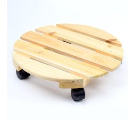 Podstavec pod kvetináč na kolieskach drevo natural 30cm