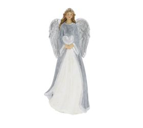 Anjel so srdcom siv/bie poly 11,5*9*25,5cm