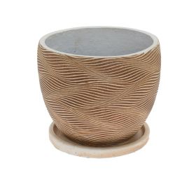 J124 kvetináč + miska kiki šedo - hnedá 37x30,3cm l