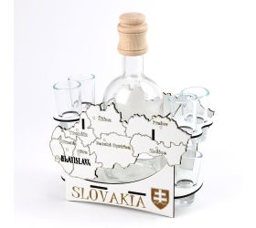 609 mapa/poháre drevo+sklo 25x25x10cm