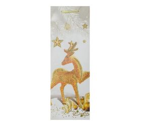 Darčeková taška na fľašu 12x35x9cm vianoce gliter