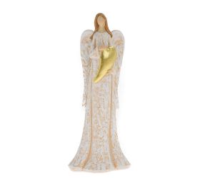 Anjel bie/béž so zla srdcom poly 11,5*7,5*26cm