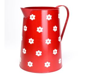 Váza džbán kov červená kvety v:26,5x15,5cm super cena