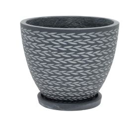 J44 kvetináč + miska eve čierna 24cm h19,6cm s