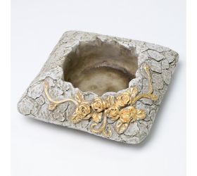 Obal cement šedý so zlatou 17x17x6cm